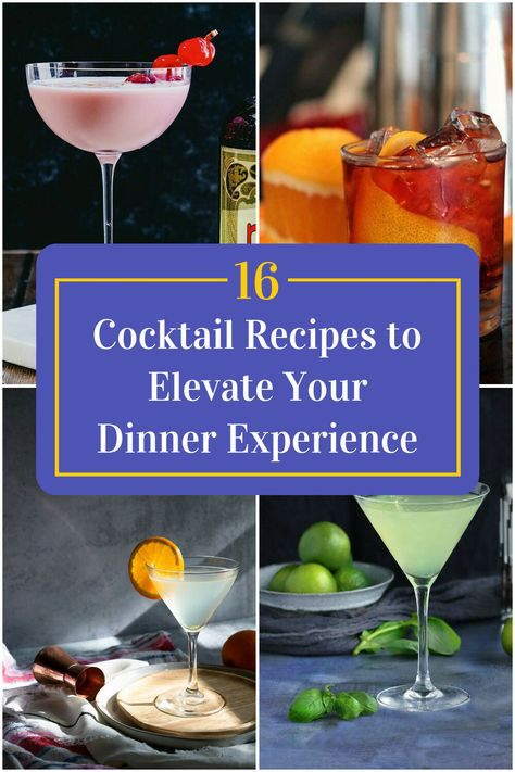 Collage of 4 dinner cocktails. Cocktails For Dinner Party, Dinner Party Cocktail Recipes, Couple Cocktails, Dinner Party Cocktails, Couples Dinner Party, Dinner Party Drinks, Dinner Party Starters, After Dinner Cocktails, Dinner Cocktails