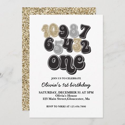 New Years Eve Countdown First Birthday Invitation - tap/click to get yours right now! #new #years, #year #baby, #countdown,