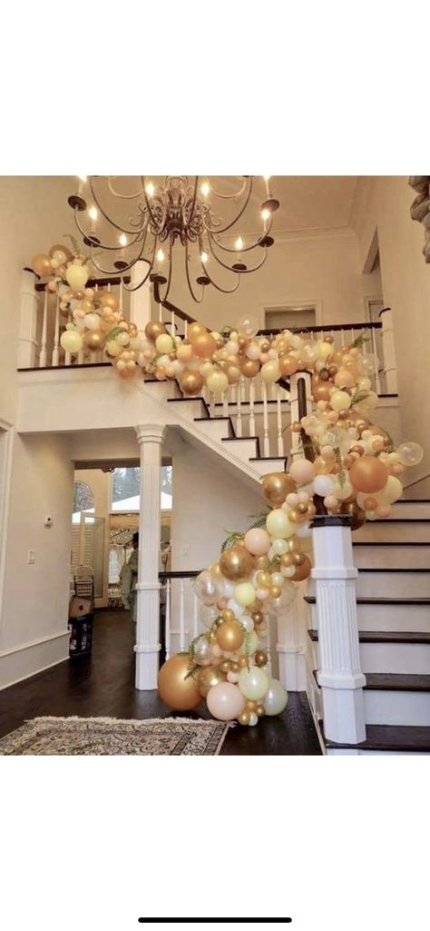 Recruitment Decorations, Welcome Baby Signs, Engagement Balloons, Ocean Baby Showers, Up Stairs, Dance Decorations, Bridal Shower Balloons, Wedding Balloon Decorations, Staircase Decor