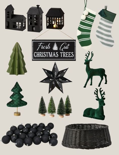 Forest Green And Black Christmas Decor, Emerald Green Black And White Christmas Decor, Hunter Green And Black Christmas Decor, Green Gold Black Christmas Decor, Black Gold Green Christmas Decor, Green Black Christmas Decor, Green Christmas Tree With Black Decor, Black White Green Christmas Decor, Deep Green Christmas Decor