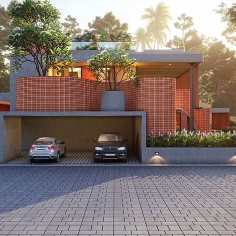 Organic Facade, Indian House Exterior Design, Villa Designs, Form Architecture, Marketing Office, Gate Designs Modern, House Outer Design, Architecture Elevation, Concrete Architecture