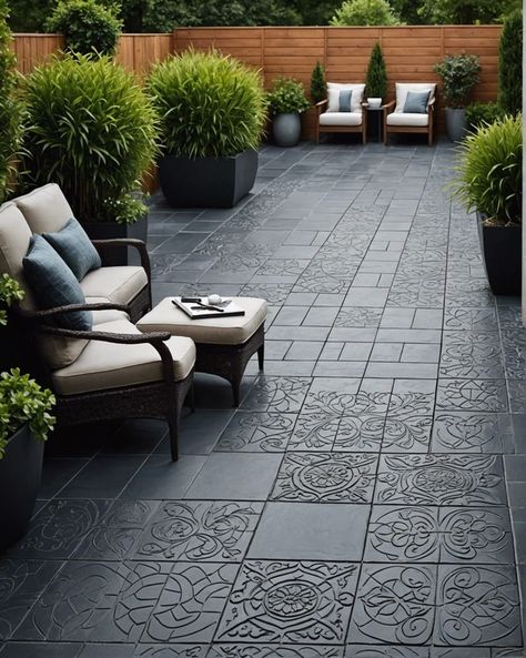 35 Trendy Small Patio Tile Ideas – ToolzView Printed Tiles For Balcony, Tile In Backyard, Courtyard Tiles Design, Outdoor Floor Tiles Design Front Porches, Patio Tiles Ideas, Balcony Tiles Design, Terrace Flooring Ideas Tile, Courtyard Flooring Ideas, Porch Tiles Design