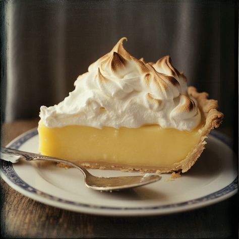 Lemon Meringue Pie: A Sweet Squeeze of Sunshine! 🍋☁️  Get ready to brighten your day with this classic Lemon Meringue Pie! With its zesty lemon filling and fluffy meringue topping, it’s the perfect balance of tart and sweet. Trust me, it’s a slice of heaven worth every bite!  Ingredients: For the Crust: 🥧 1 pre-baked 9-inch pie crust (store-bought or homemade)  For the Lemon Filling: 🥣 1 1/4 cups granulated sugar  🌽 1/2 cup cornstarch  🧂 1/4 tsp salt  🍋 1 1/2 cups water  🍋 1/2 cup freshly squ... Lemon Meringue Pie Aesthetic, Fluffy Meringue, Pie Aesthetic, Meringue Topping, Pie Slice, Short Cake, Lemon Filling, Slice Of Heaven, Lemon Meringue Pie