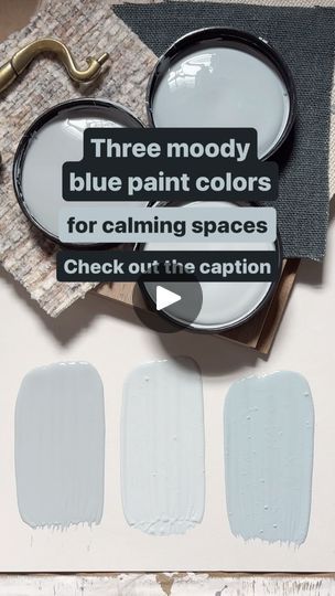 19K views · 881 reactions | Moody blues are some of my favorite shades for creating calming and relaxing bedrooms.  Check out my top three Benjamin Moore picks below:  BENJAMIN MOORE SANTORINI BLUE 1634: This dusty mid tone blue shade has a gray undertone for a soft, grown up feel.  This moody shade is a great choice for making large well lit rooms light feel more intimate, relaxing and calm. For trim, woodwork and doors pair with a gray/white like Benjamin Moore Cloud Cover or a soft cream like Benjamin Moore Steam.  Accessorize with fabrics in linen, cream, blush or charcoal or navy.  BENJAMIN MOORE SILVERY BLUE 1647:  This crisp cool light blue is a great choice for smaller spaces or rooms without a lot of natural light.  Just a hint of gray keeps it grown up without feeling gloomy.  Fo Silvery Blue Benjamin Moore, Benjamin Moore Silvery Blue, Crisp Linen Benjamin Moore, Benjamin Moore Santorini Blue, Nola House, Blue Pallets, Cloud Bedroom, Santorini Blue, Silvery Blue