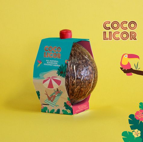 Coconut Packaging, Colorful Packaging Design, Coconut Wine, Inspirational Packaging, Coconut Liqueur, Colorful Packaging, Supplements Packaging, Almond Bars, Coconut Drinks