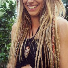 10 Blonde Mix Clip in Dreadlocks - Day of the Dreads by DAYOFTHEDREAD on Etsy https://www.etsy.com/listing/236587719/10-blonde-mix-clip-in-dreadlocks-day-of Partial Dreads, Blonde Dreadlocks, Hippie Hair, Medium Long Hair, Beautiful Dreadlocks, Synthetic Dreads, Dreadlock Styles, Mid Length Hair, Dread Hairstyles