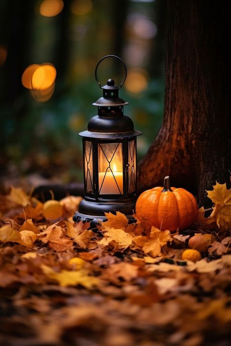 Lantern autumn halloween pumpkin. AI generated Image by rawpixel. | free image by rawpixel.com / Fluke Autumn Dark Aesthetic, Lantern Photography, Lantern Wallpaper, Ipad Stuff, Candle Halloween, Fall Pics, Autumn Candle, About Halloween, Beautiful Art Paintings