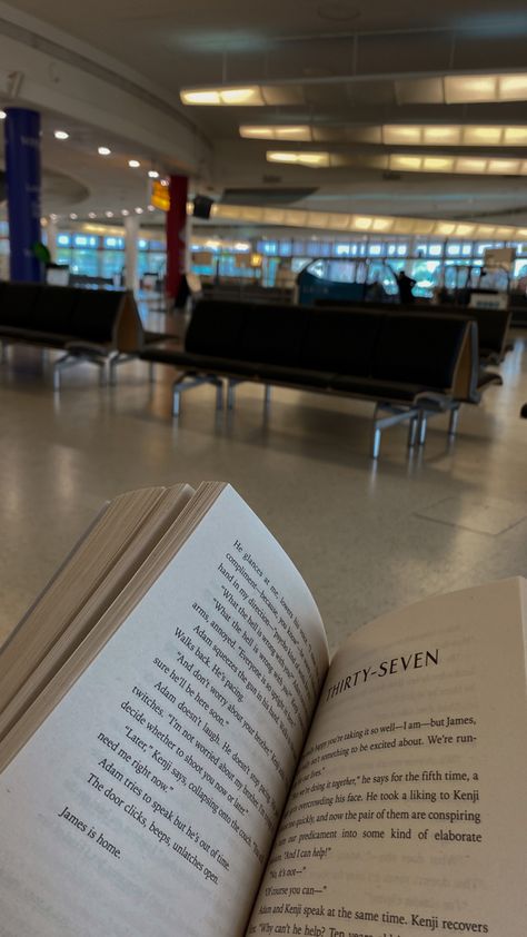 A book on the foreground, open on ‘Chapter 37’ takes up the lower half of the picture.
The upper half of the picture is an airport, empty chairs and some people waiting to embark. Background is blurred. Airport Reading Aesthetic, Airport Book Aesthetic, Gatwick Airport Aesthetic, Heathrow Airport Aesthetic, Airport Pics Aesthetic, Airport Reading, Travel Aesthetic Airport, Aesthetic Reading, Airport Aesthetic