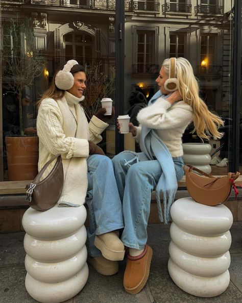 40+ Cozy January Outfits You Must Copy This Year! - Prada & Pearls Light Color Winter Outfits, Cozy Chic Aesthetic, January Instagram Ideas, Light Blue Winter Outfit, January Book Journal, New England Winter Outfit, January Outfits For Women, East Coast Winter, Outfits January