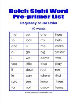 Science Worksheets For Kindergarten, Primer Sight Words, Dolch Word List, Dolch Sight Word List, Learning Centers Preschool, Basic Sight Words, Pre Primer Sight Words, Preschool Sight Words, Snap Words