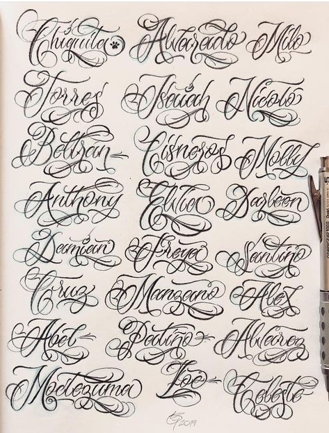 Mexican Name Tattoo, Chicano Lettering Gangsters, Chicano Cursive Lettering, Cholo Font, Lettering Cholo, Chicano Lettering Tattoo, Gangster Letters, Cursive Tattoo Letters, Chicano Letters