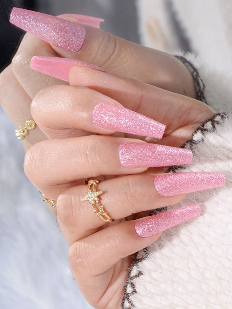 Pink  Collar   Blingbling Color Nails Embellished   Beauty Tools Nail Whitening, Ballet Nails, Nagellack Trends, Pink Glitter Nails, Nagel Tips, Nail Pops, Nail Art Set, Vibrant Nails, Color Nails