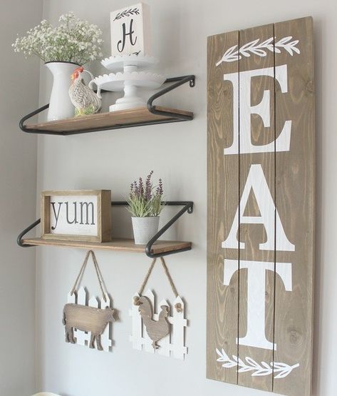 5 Quirky Decor Ideas For Your Kitchen - Society19 UK Kitchen Wall Decor Farmhouse, Farmhouse Kitchen Wall, Farmhouse Kitchen Wall Decor, Rustic Kitchen Wall Decor, Kitchen Gallery Wall, Scenery Art, Decorating Bathroom, Quirky Decor, Vintage Farmhouse Kitchen