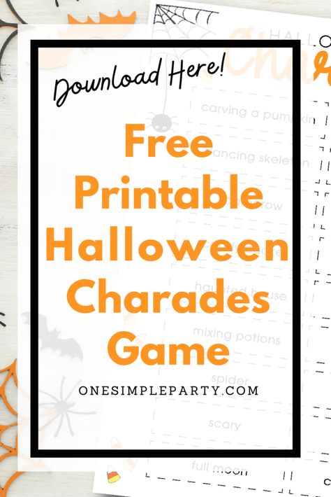 Free Printable Halloween Charades Game - Free Halloween Games Printables, Free Printable Games For Adults, Free Printable Halloween Games, Halloween Charades, Halloween Charades For Adults, Halloween Charades Free Printable, Charades Cards Free Printable, Halloween Charades For Kids, Fall Charades Free Printable