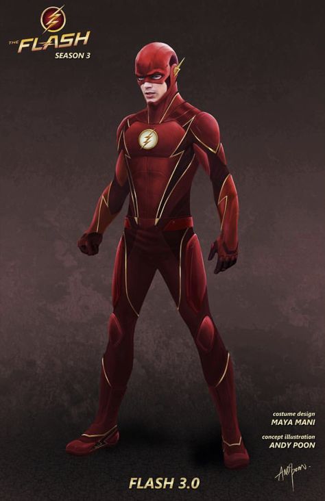 Unused costume design concept art for The Flash, Season 4 Flash Suit, Dc Speedsters, The Flash Season 3, Flash Family, Costume Concept, Flash Characters, Flash Costume, Flash Comics, The Flash Season