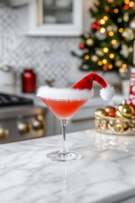 Santa’s Hat Cocktail Recipe: Drink Up, It's Christmas Cheer in a Glass! - The Fresh Man cook Santa’s Hat Cocktail, Mistletoe Martini Recipe, Homemade Vanilla Frosting, Christmas Gifting Ideas, Xmas Drinks, Strawberry Ice Cream Recipe, Man Cooking, Festive Cocktails, Christmas Gifting