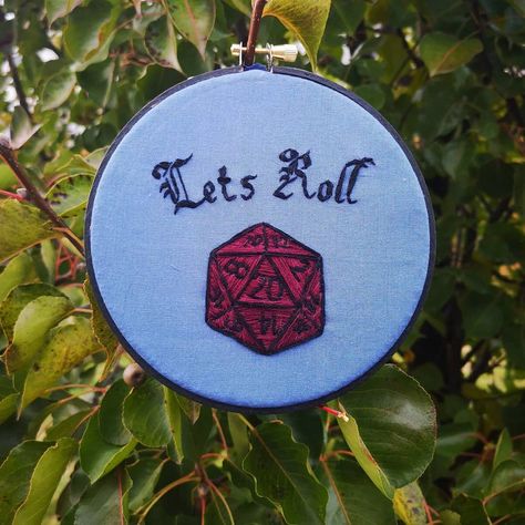 Dnd Embroidery Pattern, D&d Embroidery, Dnd Embroidery, Dungeons And Dragons Cross Stitch Patterns Free, D20 Cross Stitch, Critical Role Cross Stitch, D&d Cross Stitch, Diy Embroidery Hoop Stand, Hand Stitched Embroidery