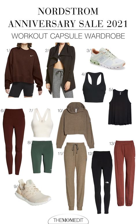 NSale 2021: AN ACTIVEWEAR CAPSULE WARDROBE MADE OF 13 COOL WORKOUT PIECES | This workout wear capsule is full of brands I love (Alo, Nike, Zella), items I already own & recommend, plus a few new pieces I hope to get my hands on. | #TheMomEditStyle #NordstromAnniversarySale #NSaleTopPicks #BestActivewearWomen #ActivewearSetsWomen #ActivewearSets #WorkoutClothes #WomensWorkoutWear #AthlesiureOutfits #WorkoutClothesOnSale #Nike #Zella #OnRunningShoes #SweatyBetty #Alo #Adidas #TheNorthFace Active Capsule Wardrobe, Capsule Athletic Wardrobe, Minimalist Athletic Wardrobe, Exercise Capsule Wardrobe, Activewear Capsule Wardrobe, Athletic Capsule Wardrobe, Gym Capsule Wardrobe, Activewear Capsule, Workout Capsule Wardrobe