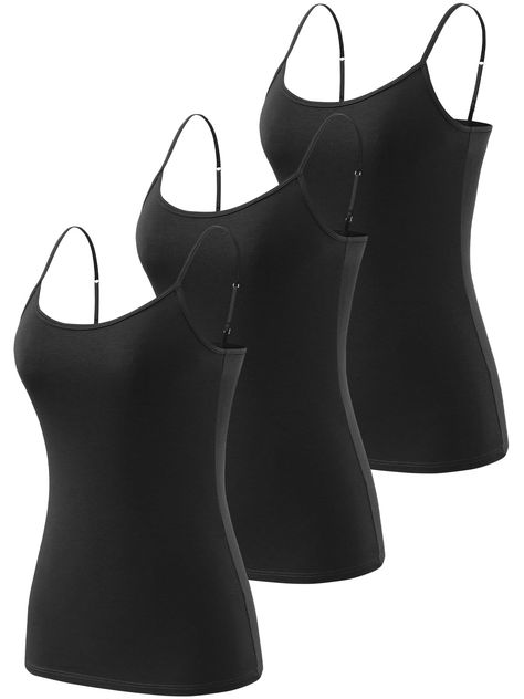 PRICES MAY VARY. ❤Material:Camisole is made of 78% Cotton 17% Modal 5% Spandex. Modal fabric is very soft and breathable. Spandex is wear-resistant wear and thoughtful fit. provides this cami tank tops for women skin-friendly and noticeable softness. ❤Designed:This camisole for women is design with scoop neck and adjustable spaghetti strap. ❤Multipurpose Camisole:Our camisole for women suitable for sports, yoga, fitness, lounge etc.This basic tank tops layering for women will fits your body nice Women Camisole, Black Spaghetti Strap Top, Noodle Strap, Undershirt Tank Top, Beach Shopping, Cotton Camisole, Strap Tank Top, Womens Camisoles, Women Skin