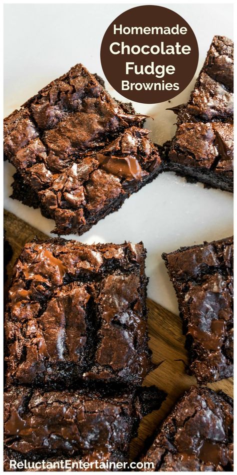 Chocolate Fudge Brownies Recipe, Fudge Brownies Recipe Homemade, Chewy Brownie Recipes, Bake And Freeze, Homemade Fudge Brownies, Brownie Fudge, Chewy Brownies Recipe, Cake Like Brownies, Homemade Chocolate Fudge