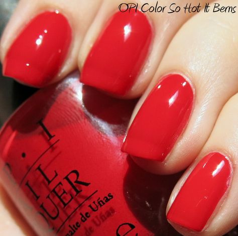 OPI, Color So Hot It Berns. July 4 manicure. Plus, the name! Opi Color So Hot It Burns, Color So Hot It Berns Opi, Nails Opi Colors, Gel Nail Polish At Home, Dip Nail Colors, Tiny Bottles, Opi Polish, Opi Colors, Nails Opi