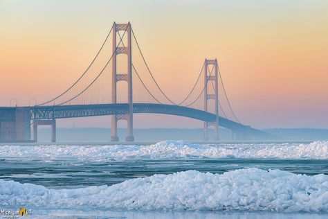 Icy Straits, photo by Michigan Nut Photography As I work on the year in review of the year’s top photos on Michigan in Pictures, I thought it would be cool to share regular contributor John M… Nut Photography, Mackinaw Bridge, Michigan Adventures, Popular Images, Mackinac Bridge, Bridge Photography, Sunrise Photos, Michigan City, Scenic Photos