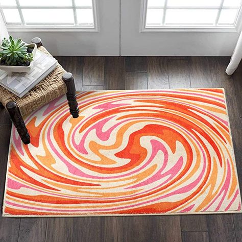 Amazon.com: YoKii Vintage Abstract Art Throw Rugs 2x3 Faux Wool Shag Plush Hippie Aesthetic Bathroom Rug Non-Slip Trippy Spiral Retro Geometric Small Area Rug for Kitchen Entryway Indoor Doormat (2x3, Orange): Home & Kitchen Trippy Spiral, Danish Pastel Bedroom, Kitchen Rugs Washable, Kid Room Carpet, Rug For Kitchen, Hippie Aesthetic, Kitchen Rugs And Mats, Area Rug Sets, Retro Rugs