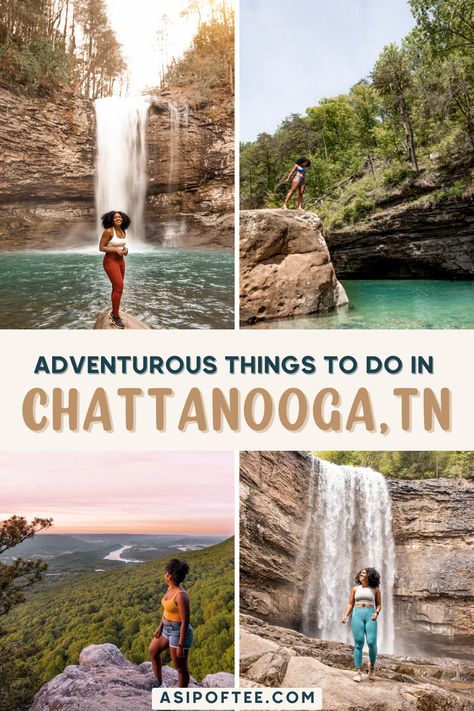 21 Things to do in Chattanooga, TN (For Outdoor Lovers!) - A Sip of Tee Tennessee Family Vacation, Tennessee Road Trip, Smokey Mountains Vacation, Tennessee Travel, Lookout Mountain, Chasing Waterfalls, Tennessee Vacation, Mountain Vacations, Chattanooga Tennessee