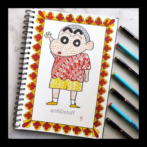 Radha Krishna Doodle, Navratri Doodle Art, Radha Doodle Art, Durga Puja Doodle Art, Shinchan Drawing, Radha Rani Mandala Art, Drawing Mandala, Family Drawing, Mandala Art