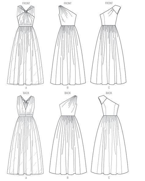 Butterick 5987 Misses' Dress Line Drawing Dress Design Drawing, Fashion Drawing Dresses, Sketches Dresses, Dress Design Sketches, Fashion Illustration Sketches, Dress Sketches, Dress Drawing, Fashion Figures, Miss Dress