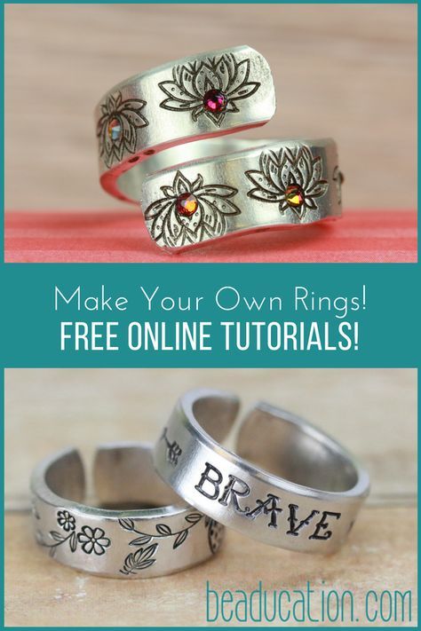 How To Make Stamped Metal Jewelry, Inlay Jewelry Tutorial, Metal Stamps For Jewelry, Impress Art Metal Stamps, Ring Stamping Ideas, Metal Stamping Rings, Jewelry Stamping Ideas, Metal Stamping Jewelry Ideas, Metal Stamped Jewelry Ideas