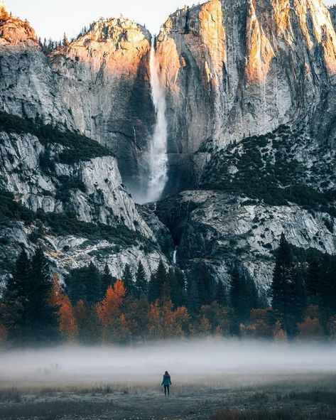 When post-storm conditions are just right, you might find Yosemite Falls putting on a show in autumn. Misty morning captures of Upper and Lower Yosemite Falls by Instagram user @avecnicole ... #yosemite #yosemitenationalpark #yosemitevalley #yosemitenation #yosemitenp #yosemite_national_park #yosemitenps #yosemitepark #californialove #california #californialove❤️ #californialove #mariposa #mariposacounty #nationalpark #national_park National Park Clothing, National Park Pictures, Yosemite Park, Landscape Reference, Hiking Mountains, Yosemite Falls, California Trip, Park Pictures, Breathtaking Places