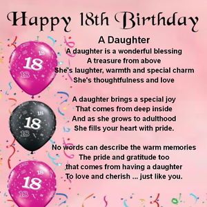 Personalised Coaster - Daughter Poem - 18th Birthday + FREE GIFT ... Happy 18th Birthday Daughter, Birthday Poems For Daughter, Niece Poems, Happy 18th Birthday Quotes, Happy Birthday Niece, Niece Quotes, Happy 18th Birthday, Wishes For Daughter, Happy Birthday 18th