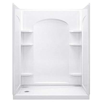 Kohler 72232100-0 Ensemble Vikrell 60-In X 72-1/2-In Shower Back Panel, White: Shower Installation Kits: Amazon.com: Home Improvement Shower With Shelves, One Piece Shower, Bath Redo, Shower Designs, Shower Bases, Shower Kit, Shower Base, Shower Surround, County House