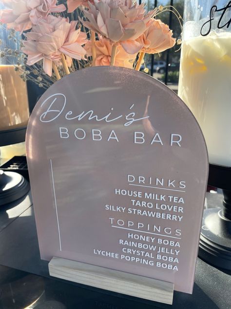 Boba Station Wedding, Boba Tea Bar Party, Boba Bar Station Diy, Diy Boba Bar, Boba Station Party, Boba Decorations, Boba Bar Wedding, Boba Party Theme, Boba Theme Birthday Party