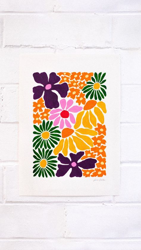 Easy Canvas Acrylic Painting Ideas, Simplistic Flower Painting, Floral Easy Painting, Paint Inspiration Easy, Easy Botanical Painting, Quick Painting Ideas Acrylics, Acrylic Painting Patterns, Simple Painting Flowers, Acrylic Paint Ideas For Beginners