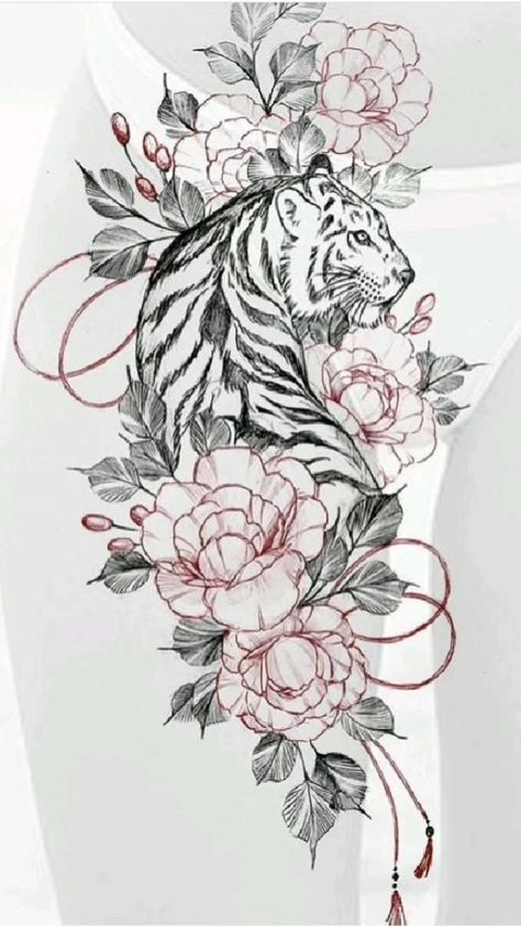 Round Tattoo, Hip Thigh Tattoos, Key Tattoo, Tiger Tattoo Design, Nature Tattoo, More Tattoo, Hip Tattoos Women, Thigh Tattoos, Dope Tattoos For Women