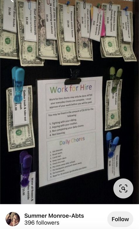 Chore Board, Work For Hire, Job Chart, Loft Interior, Kids Schedule, Chore Chart Kids, Smart Parenting, Chores For Kids, Kids Behavior