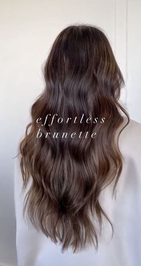 Brunette Hair Color With Subtle Highlights, Brown Hair Inpos, Super Natural Balayage, Beachy Wedding Hair Long Brunette, New Brunette Hair Trends, Long Brunette Hairstyles Layers, Hair Goals Brunette, Bougie Brunette Hair, Solid Burnett Hair Color