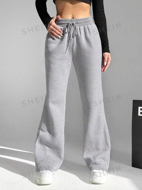 Women's & Men's Clothing, Shop Online Fashion | SHEIN Flared Sweatpants, Flare Sweatpants, Shein Finds, Women Sweatpants, Womens Sweatpants, Fashion Online Shop, Fashion Pants, Online Fashion, Drawstring Waist