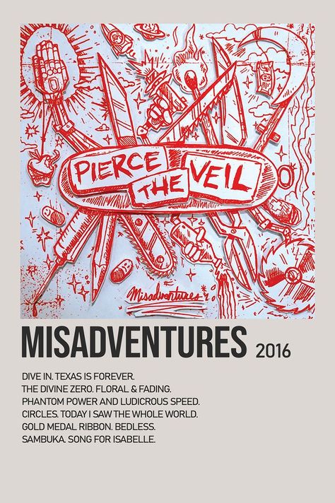 minimalist polaroid album poster misadventures pierce the veil Bmth Album Cover, Misadventures Pierce The Veil, Bmth Albums, Veil Minimalist, Ptv Lyrics, Pierce The Veil Lyrics, Polaroid Album, Collage Photos, Tony Perry