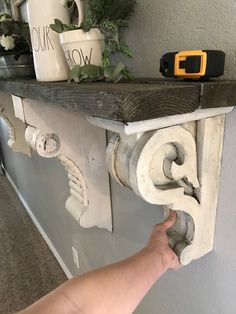 Hallway Hamper, Chic Mantle Decor, Diy Mantle Shelf, Shelf With Corbels, Diy Mantle, Farmhouse Mantle, Decor Shelves, Corbel Shelf, Home Nyc