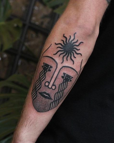 Higher Self Tattoo, Head Tattoo Men, Mad Tattoo, Ancient Art Tattoo, Wolf Tattoos Men, Evil Eye Tattoo, Bicep Tattoo, Text Tattoo, Dark Art Tattoo