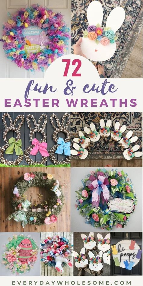 72 Cute & Funny Easter Wreaths & Door Hangers | Easter wreath diy, Easter wreaths, Easter spring wreath Elegant Wreaths, Bunny Butts, Mesh Cross, Spring Front Door, Fun Easter Crafts, Easter Spring Wreath, Easter Wreath Diy, Easter Door Hanger, Fun Wreath