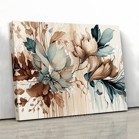 Wall Painting Flowers, Canvas Art Set Of 3, Painting With Flowers, Paintings Flowers, Multi Panel Canvas Art, Flower Home Decor, Paint Abstract, Abstract Floral Art, Canvas Art Set