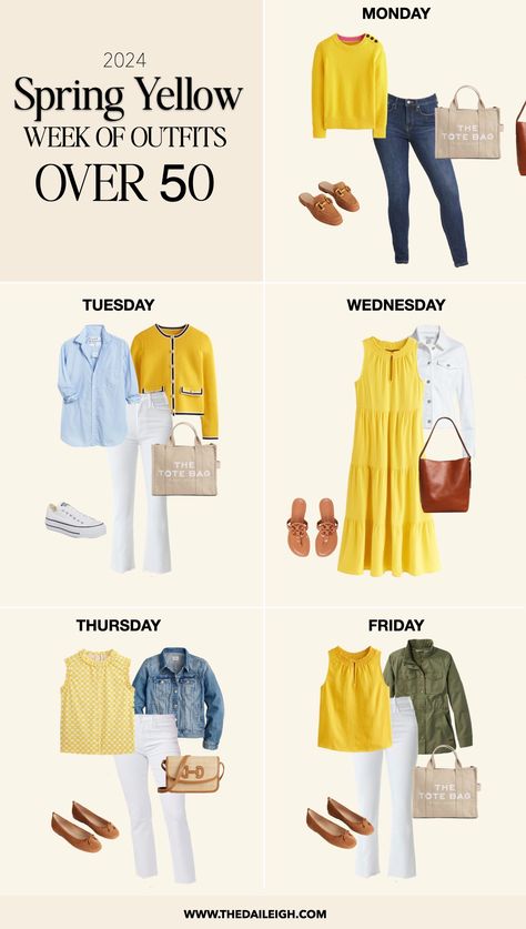 What to wear over 50 Classic Yellow Sweater For Spring, Chic Yellow Cardigan For Spring, Casual Yellow Summer Cardigan, Casual Yellow Cardigan For Day Out, Yellow Casual Spring Cardigan, Yellow Wardrobe, What To Wear Over 50, Mom Wardrobe Essentials, 50th Clothes