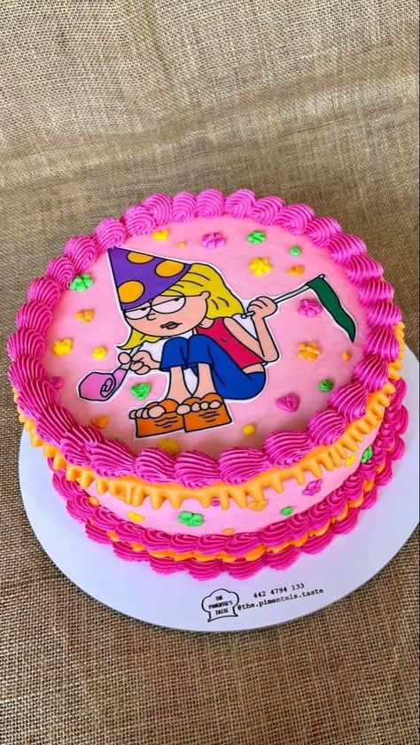 Lizzie Mcguire 30th Birthday, Early 2000s Cake, Lizzie Mcguire Party Ideas, Lizzie Mcguire Cake, Lizzie Mcguire Birthday Party, Lizzie Mcguire Party, 2000s Birthday Cake, Lizzie Mcguire Birthday, 2000s Cake