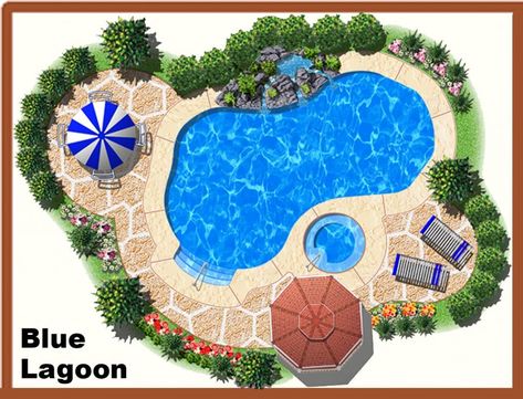 Pool Layout, Pool Waterfalls, Landscaping Around Pool, Swimming Pool Ideas, Kidney Shaped Pool, Custom Backyard, Pool Shapes, Swimming Pools Inground, Natural Swimming Pools