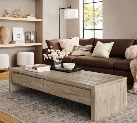 Living Room Furniture | Pottery Barn Coffee Table Pottery Barn, Room Wishlist, Lake Design, Fine Art Lighting, Decor Pottery, Art Lighting, Low Coffee Table, Coffee Table With Drawers, Metal Coffee Table