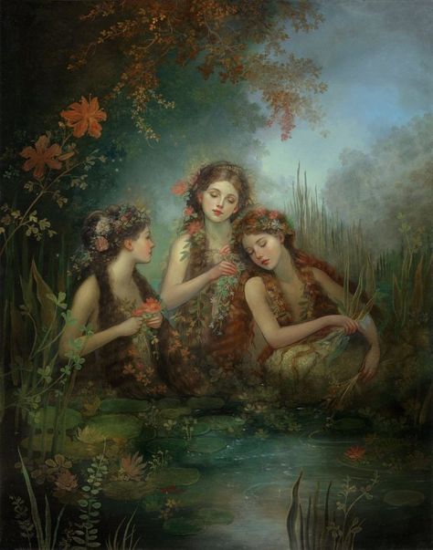 Greek Nymphs, Annie Stegg, Tableau Art, Mythology Art, Arte Inspo, Goddess Art, Fairytale Art, Ethereal Art, Classical Art